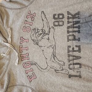 Hard To Find Pink VS Tiger Print Pull Over Hodded Sweatshirt. Size: S